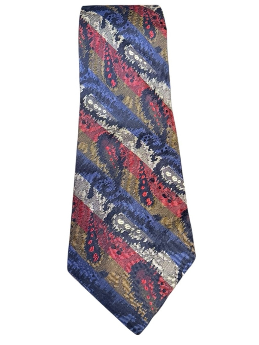 Giorgio Armani Cravatte Silk Jacquard Tie Abstract Paisley Navy Burgundy Italy